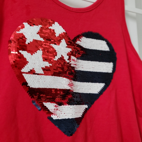 THE CHILDREN’S PLACE Red White Blue Sequined Flag Short Jumpsuit Girls 7/8 M - Picture 9 of 9
